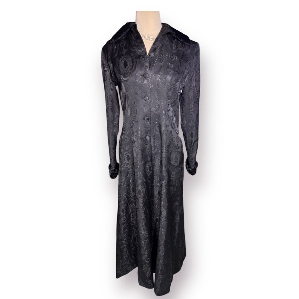 Jessica McClintock Gothcore Dress Vintage Long/Tall‎ Maxi Size S Faux Fur Collar